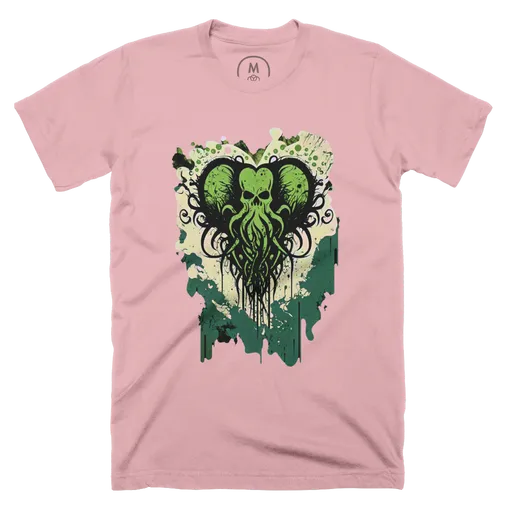 “Lovecraft Dark Romance: A Valentine's Day Cthulhu Heart” graphic tee,  onesie, pullover crewneck, pullover hoodie, tank, and long sleeve tee by  azvibes.