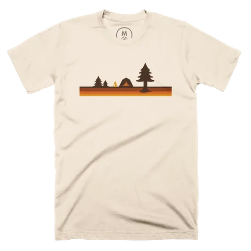 Mountain Tshirt Design With Sun Eagle And Pine Trees Forest
