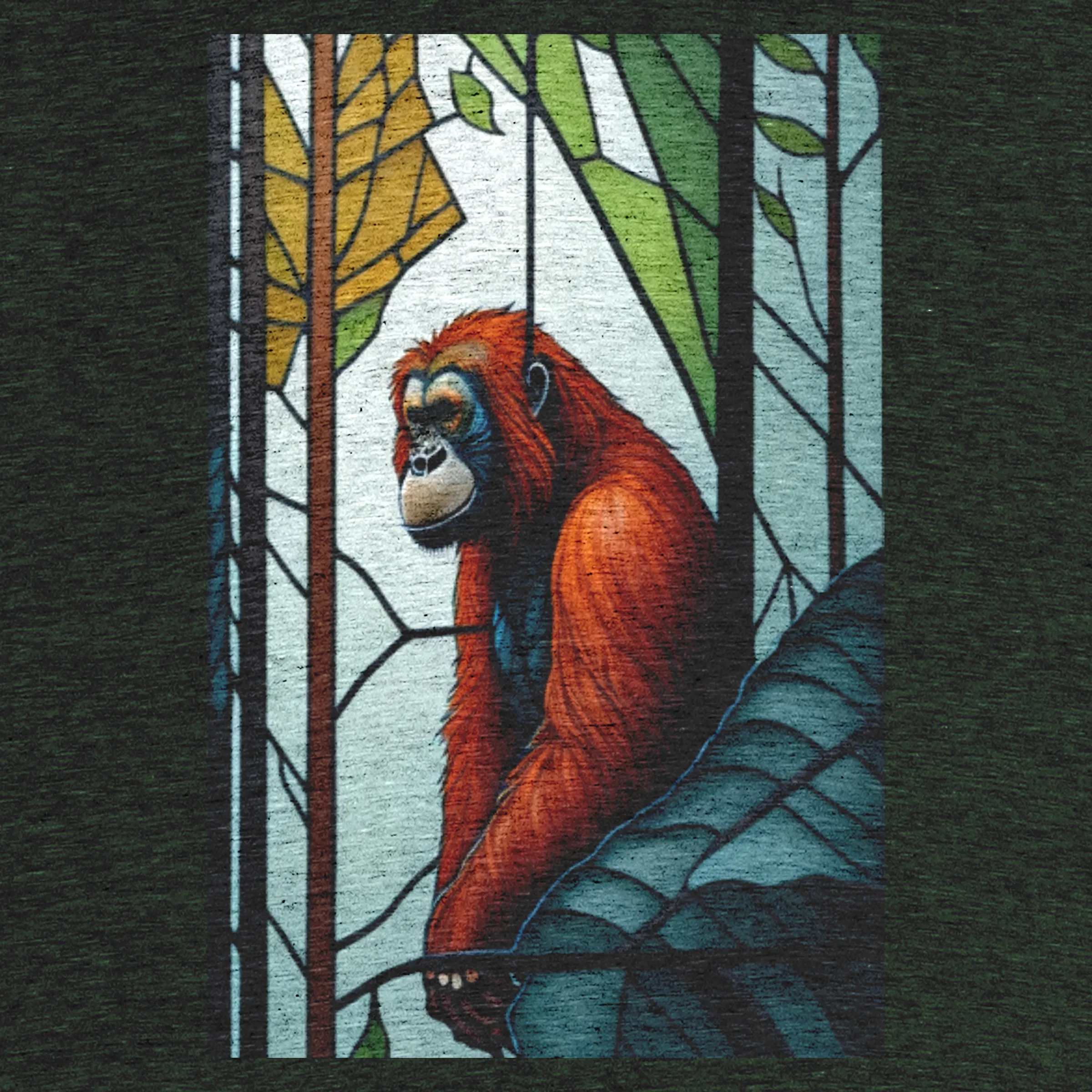 Cute Stain Glass Orangutan graphic tee pullover crewneck