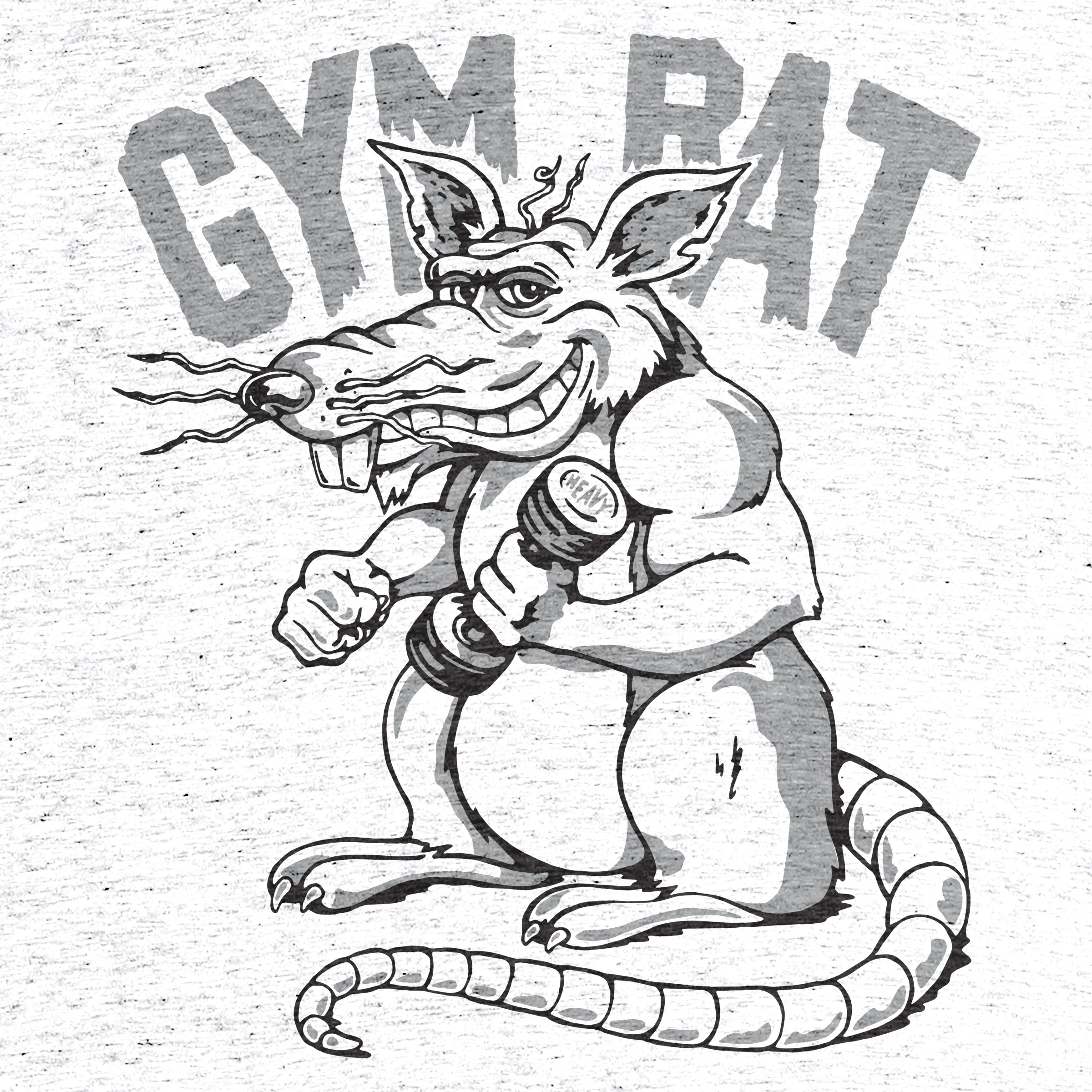 Hardcore Gym Rat” graphic tee, pullover hoodie, tank, onesie, pullover  crewneck, and long sleeve tee by Ben Beaudoin.