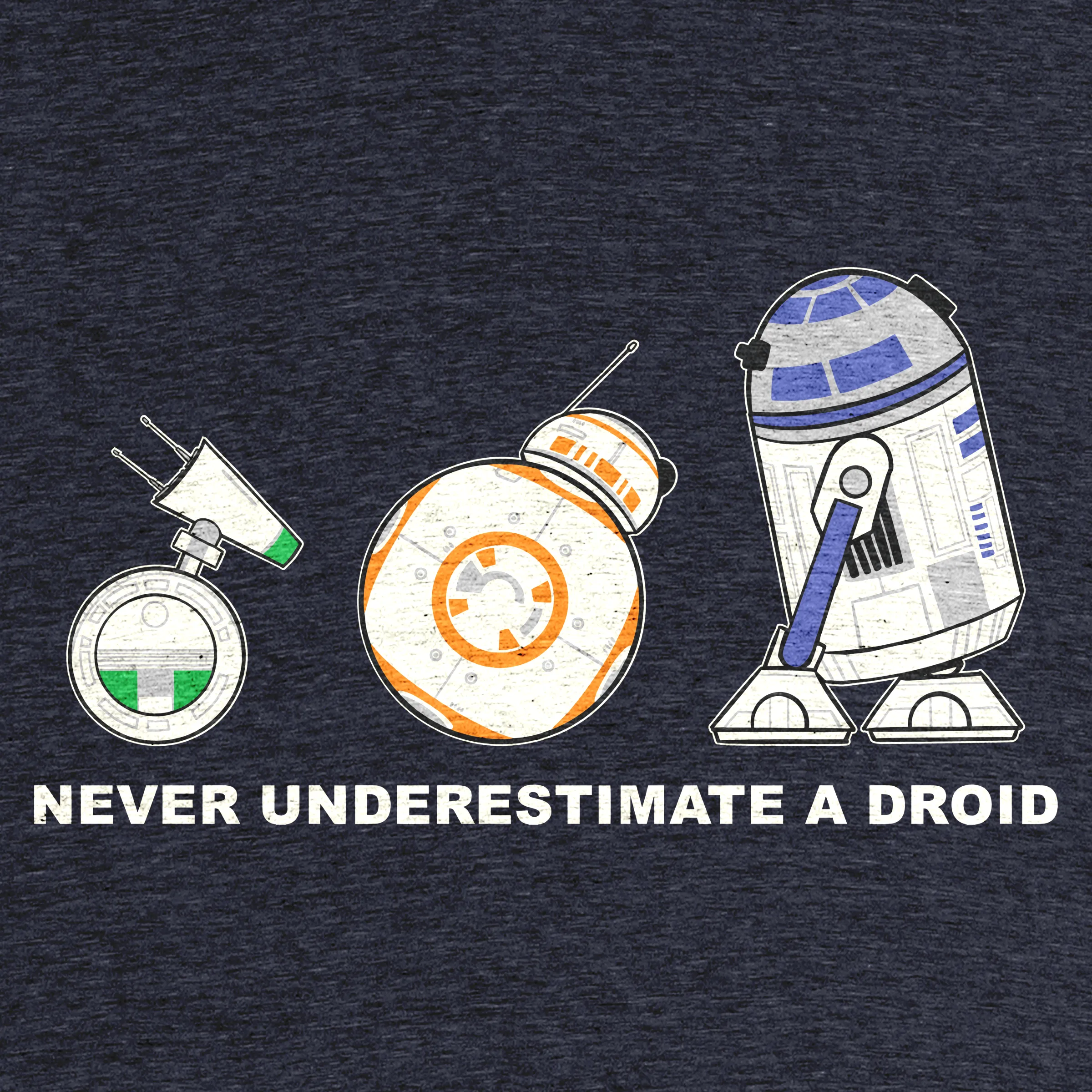 never underestimate a droid” graphic tee, pullover hoodie, tank