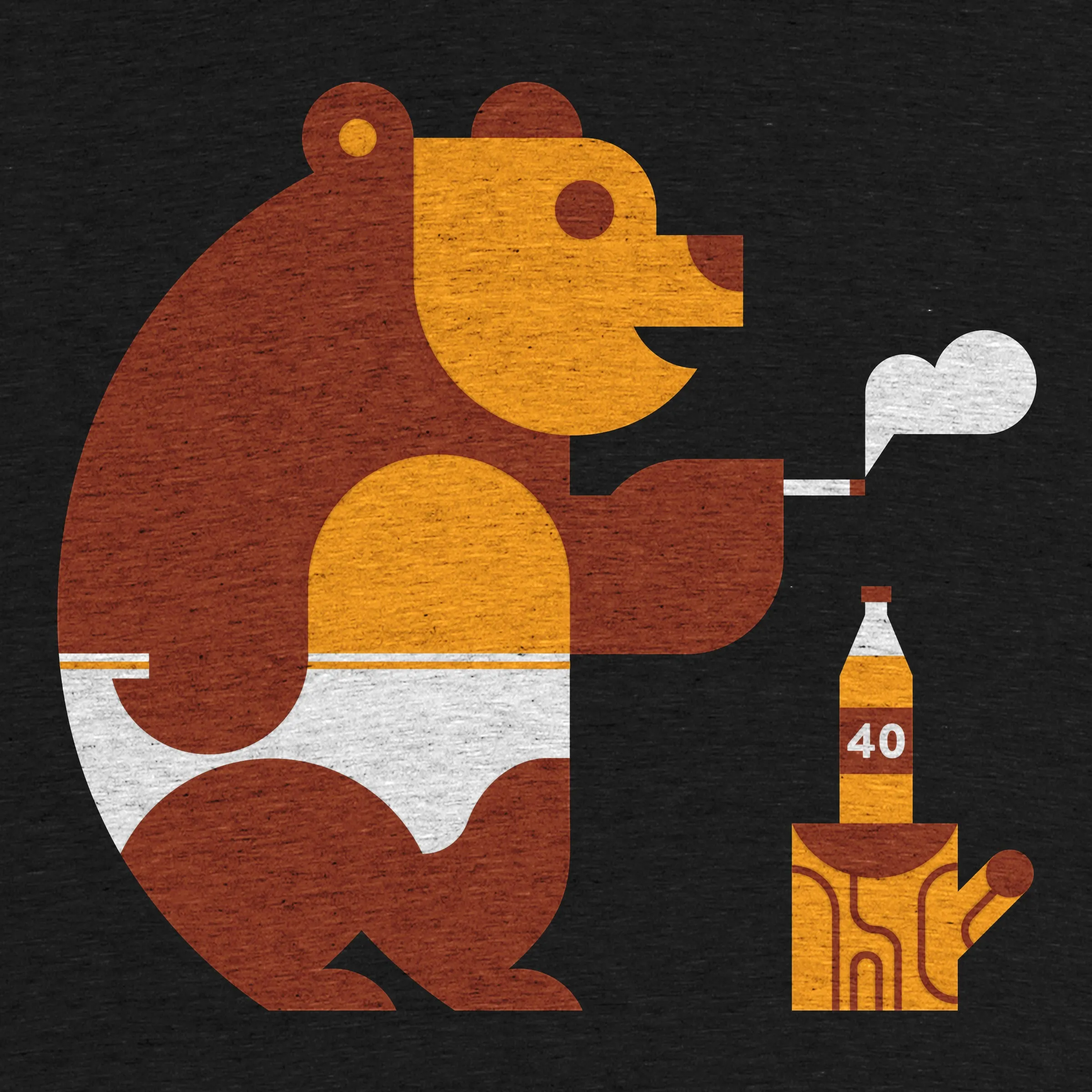 Bear In Underwear” graphic tee and pullover crewneck by Luke Bott