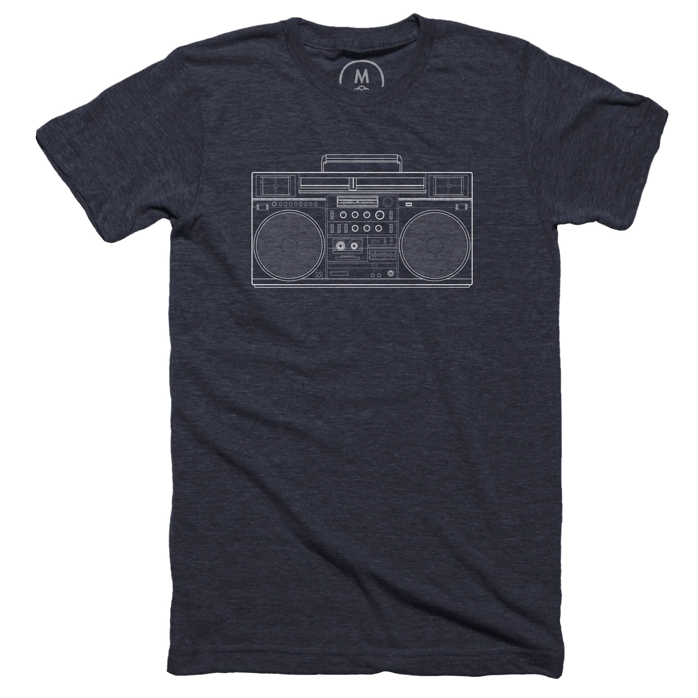 Boombox on Black” graphic tee, tank, onesie, pullover crewneck