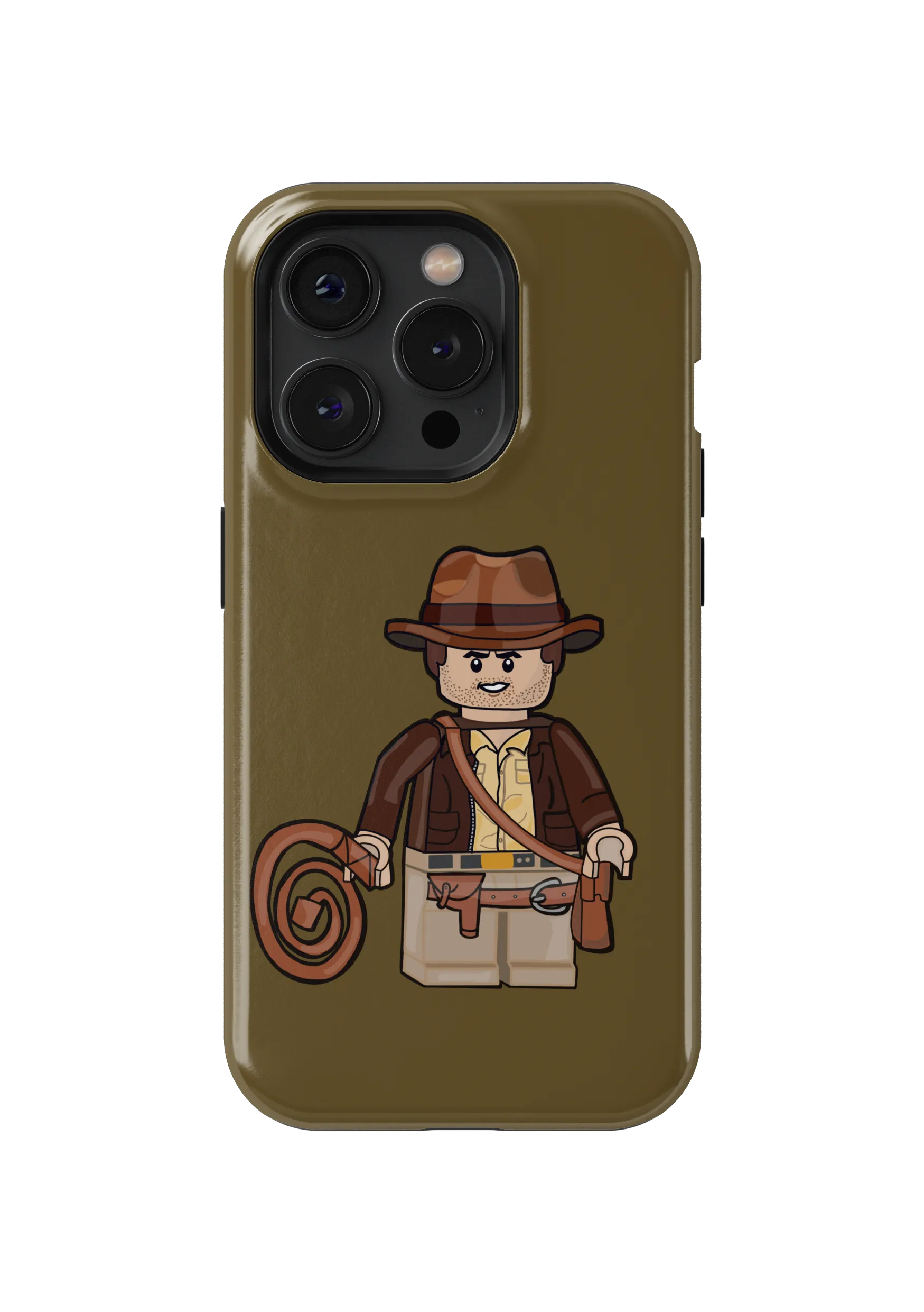 Lego Indiana Jones graphic phone case by Nicole Trigere. Cotton