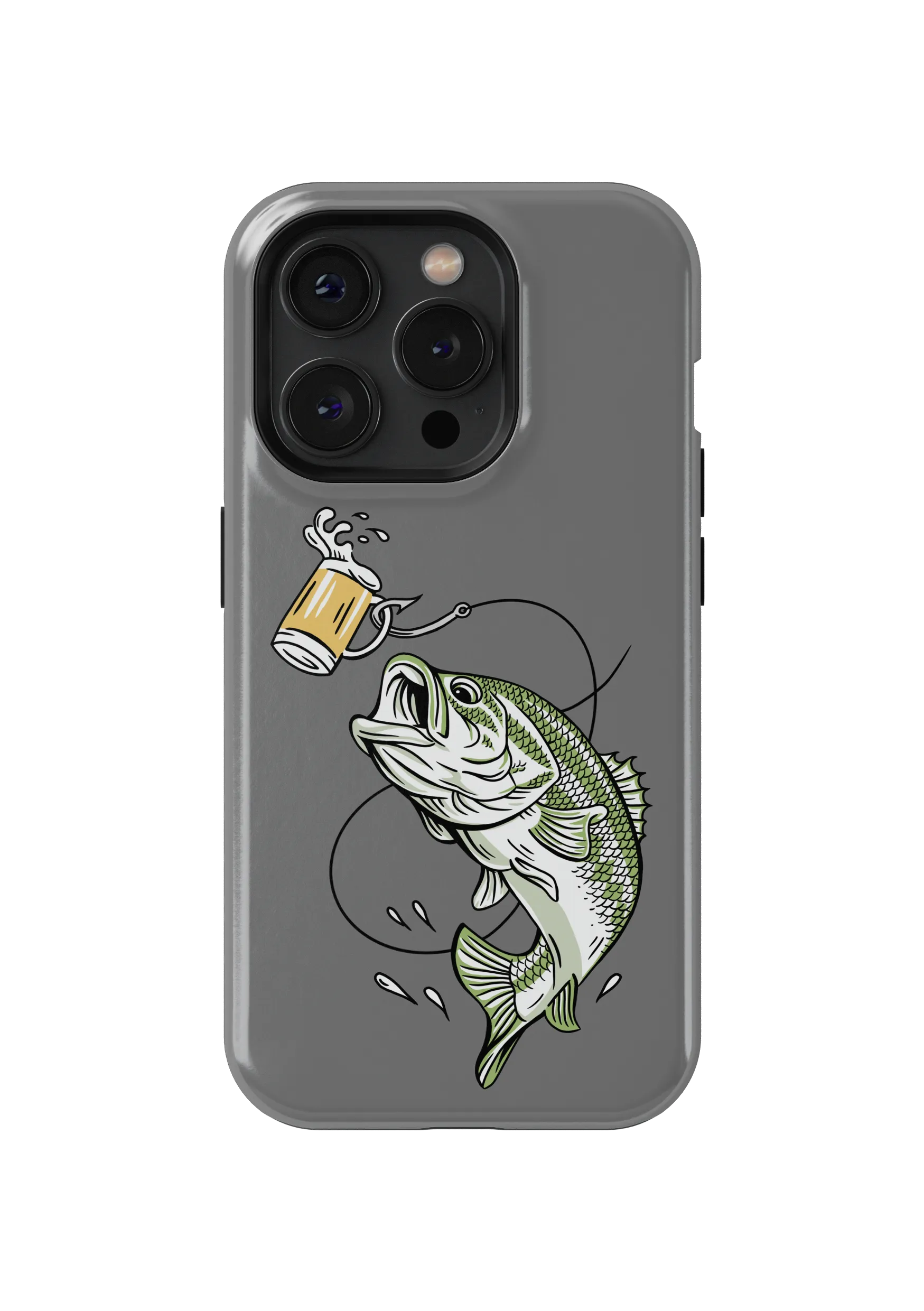 Lager Lure Bass Beer” graphic phone case by Habby Art.
