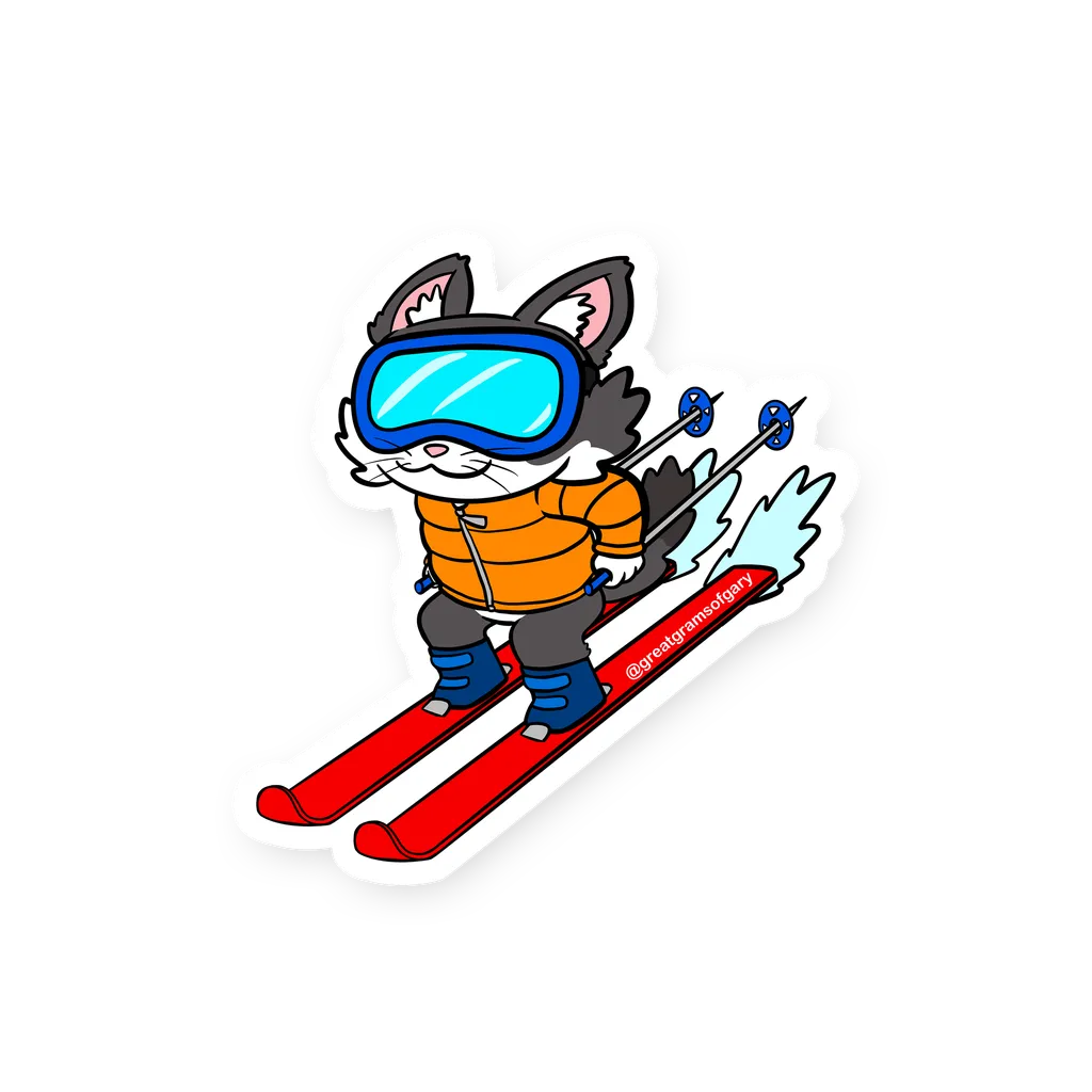 “Gary the Cat Skiing Sticker” graphic sticker by Gary the cat. | Cotton ...